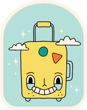 cartoon suitcase smiling