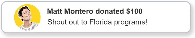 Matt Montero $100 donation honor shout out