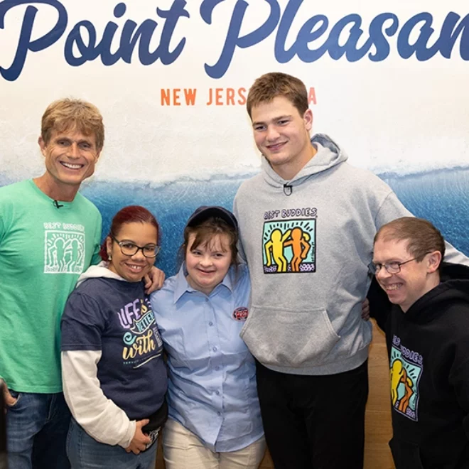 Pats QB Drake Maye shows support for Best Buddies at Jersey Mike’s in Watertown